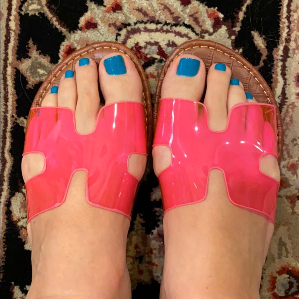 NEW Athena NEON Fuchsia PVC sandal - Picture 2 of 11